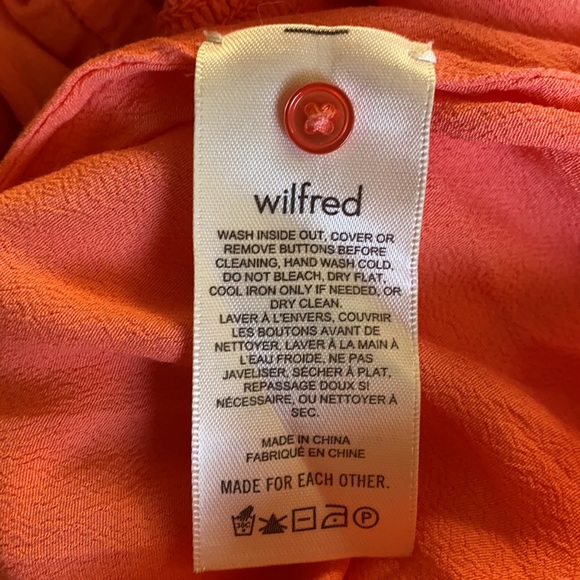 Wilfred Women's Aritzia Maxime Dress Medium Orange Short Sleeves Smocked Waist - Picture 8 of 15